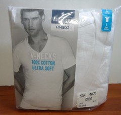 Stafford 4-Pack Men’s 100% Cotton Ultra Soft V-Neck T-Shirts White