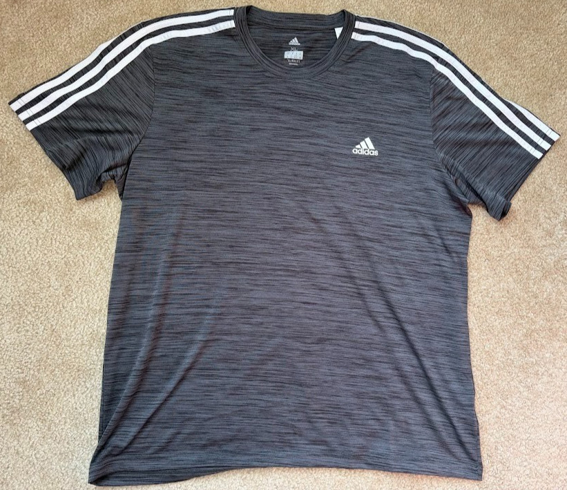 Adidas Men’s Climalite Shirt Dark Gray White Stripes Size XL