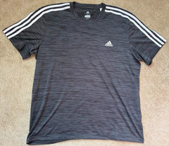Adidas Men’s Climalite Shirt Dark Gray White Stripes Size XL