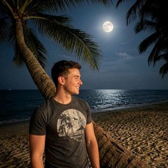 Mens Funny T Shirts Moon Beach Vacation Novelty Graphic Tee for Men