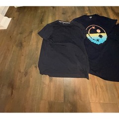 Set of Graphic T-Shirts in Black, Blue, and Red