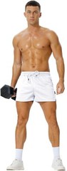 AIMPACT Mens Mesh Running Shorts 3 Inch Quick Dry Gym Athletic Medium, White