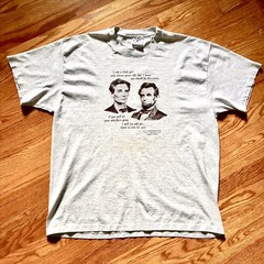 VINTAGE 90s Abraham Lincoln Gray Single-Stitch T-shirt Size XL