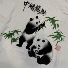 Vintage Golden Wheel Panda Graphic Ringer Tee Adult Size Large Nature 70s 80s