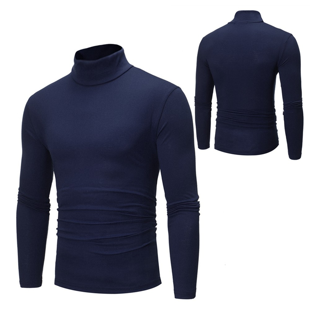 Men Top Stand Collar Pullover Sport Tops Long Sleeve Shirt Fitness Blouse Warm