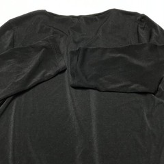Ann Taylor Top Womens Size M Pleated Neck Crop Sleeve Blouse Black Stretchy