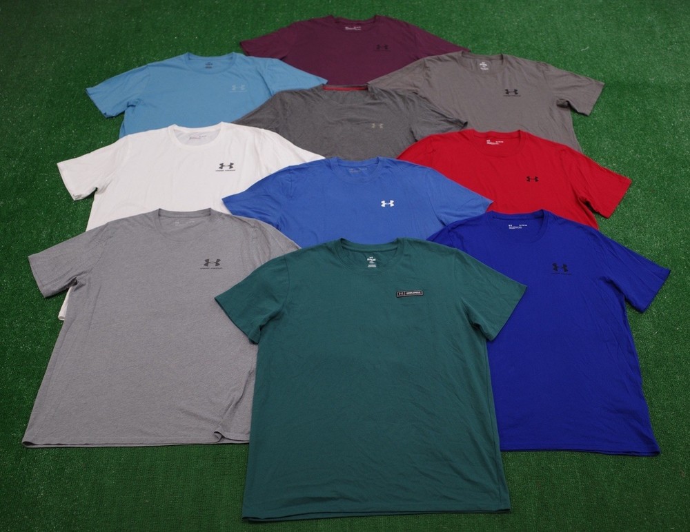 LOT Of 10 Under Armour Charged Cotton T Shirt Logo Tees Workout Gym Men’s XL