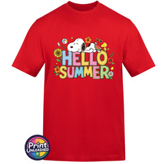 Hello Summer T-Shirt Unisex S-2XL AWDis Summer Beagle Tee Dog & Bird Top Gift