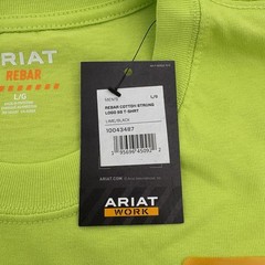 Ariat Rebar Shirt Men L Short Sleeve Shirt T Tee Hi Vis Green Double Sided NWT