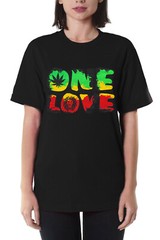 One Love Jamaican Rastafari 420 Marijuana Weed Pot Stoner Funny Graphic T-Shirt