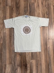 Vintage 90s Flowers Floral Circular Tapestry Bohemian Design Beige Shirt 2XL