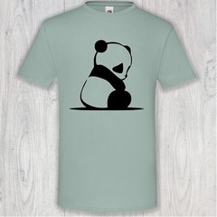 Cuddly Panda Cartoon Style Hand Printed T-Shirt Gift Size S – 3XL