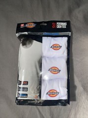 Dickies Temp-IQ Cooling Mesh White Crew Tees 3-Pack Performance Sz Medium 38-40