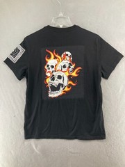 GFTD T Shirt Mens M Black Flames Skulls Hip Hop Street Wear