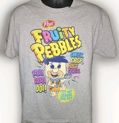 Vintage Pop! Tees Brand Men’s Gray Fruity Pebbles Cereal T Shirt Size Large