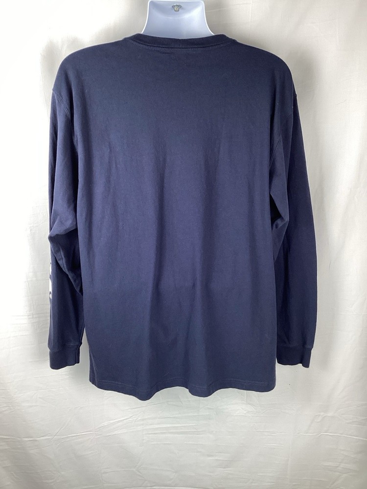 Carhartt Long Sleeve K231 Navy Blue Mens Size L Original Fit Graphic Sleeve Logo