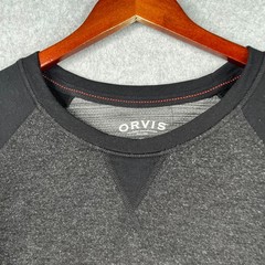 Orvis Long SLeeve Shirt XL Black Grayheather Pullover Casual Logo Mens