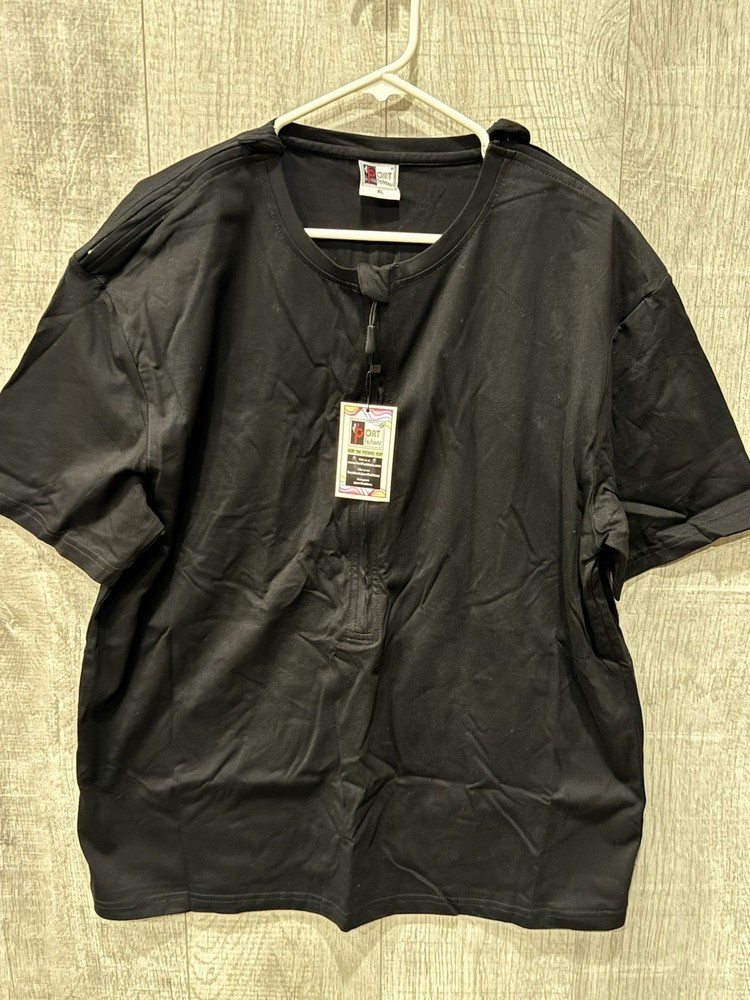 Port Fashions Unisex Mens XL Black Cotton T-Shirt for Medical Ports & Chemo NWT