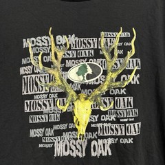 Mossy Oak Men XXL Black Short Sleeve Shirt Deer Skull Buck Graphic Hunting Tee