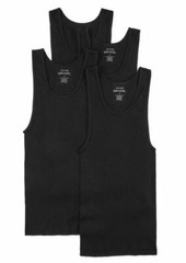 Stafford 4-Pack Men’s Blended Cotton Dry+Cool Ribbed Tank Top A-Shirts Black