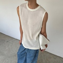 Casual Wear Daily Wear Men’s Tank Top Knitted Vest Knitted Fabric Regular Length