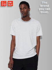 UNIQLO AIRism Cotton Striped Crew Neck Mens T-Shirt Size Medium, Color 03 Gray