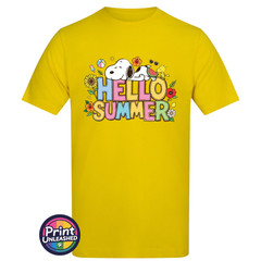 Hello Summer T-Shirt Unisex S-2XL AWDis Summer Beagle Tee Dog & Bird Top Gift
