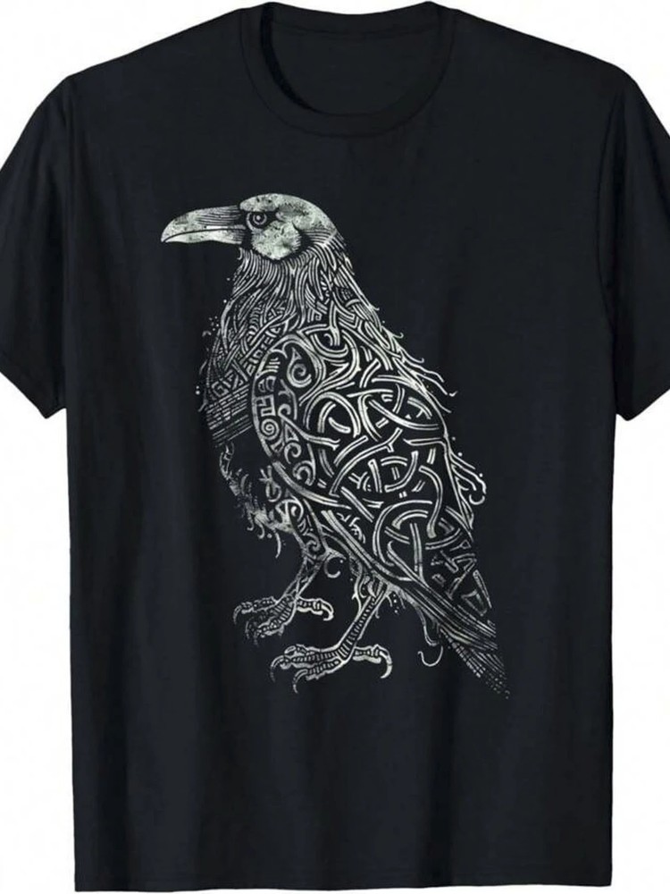 The complex intelligence of crows1pcs, 100% cotton, washed printed T-shirt