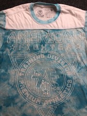 American Fighter Aqua White Crystal Wash Short Sleeve Size M