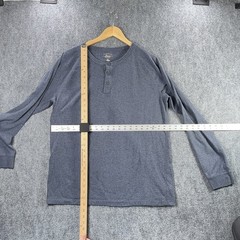 G H Bass & Co Henley Shirt L Mens Long Sleeve Blue Buttons Casual Outdoor