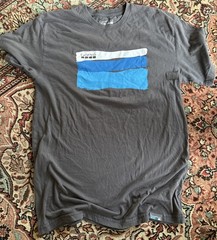GoPro gray t-shirt blue graphic and logo size small made in usa good condition