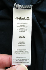 REEBOK MEN’S GRAPHIC NAVY BLUE (SS) POLYESTER/SPANDEX CREW NECK T. SHIRT~NICE!