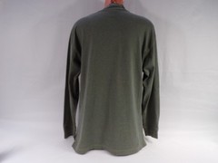 USA Vintage Gant T Shirt L/S Mens LG Gray Beige Tweed Cotton Side Vents Logo A26