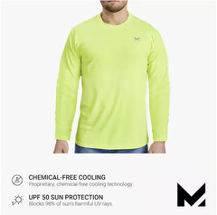 Mission 5494 Hi Vis Yellow XL Long Sleeve Cooling Shirt UPF50 Workwear