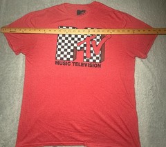 MTV Music Television Logo T-Shirt Mens Large Red Checkered Graphic Tee 2021