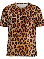 Camisetas Moda Estampado Gráfico Leopardo Marrón Manga Corta Transpirable