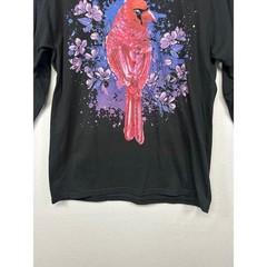 Naturecore Port & Company Mens Med Black Cardinal Bird Graphic Long Sleeve Tee