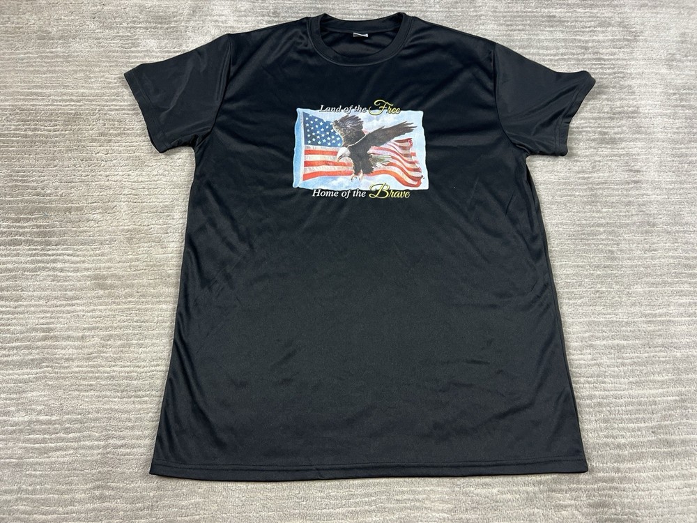 Land of the Free Home of the Brave Shirt Mens Large Black Graphic Short Sleeve