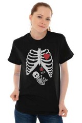 Spooky Halloween Maternity Skeleton Xray Womens Graphic Crewneck T Shirt Tee