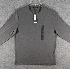 Banana Republic Men’s Large Luxe Touch Performance Tee Long Sleeve Charcoal NWT