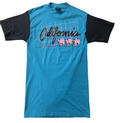 Vintage California Neon Palm Trees Sneakers T Shirt Large USA Made