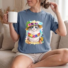 Comfort Colors® Kute Kitten Summer Cat Beach Tropical Vacation Hawaiian T-Shirt