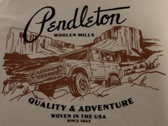 Pendleton Woolen Mills Bronco T-shirt Mens Beige Short Sleeve Cotton Large