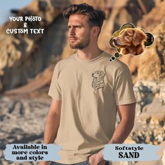 Custom Dog Portrait Photo Sketch Comfort Tee Personalized Pet Art Gift Shirt