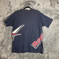 Reebok Shirt Mens L Blue Diagonal Graphic Logo Big Side Print Sport Tee