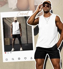 Men’s Tank Tops Sleeveless Quick Dry Polyester Solid Color Summer Beach Sports