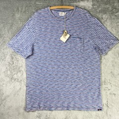 Faherty Indigo Pocket Tee Shirt Mens Size XL Pink Blue Baypoint Striped NWT
