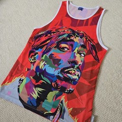 Mr 1991 Inc & Miss Go Tupac Shakur 2Pac Basketball Vest Red Multicolour Mens M/L