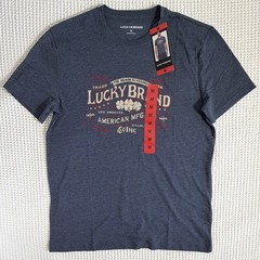 Lucky Brand Men’s Blue Graphic Print Crew Neck Short Sleeve Cotton Jersey M