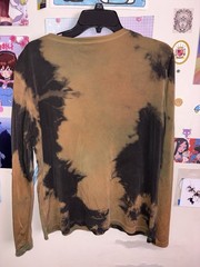 Re-Create One Size Silk Brown/Black Tie-Dye Graphic Long Sleeve Crew Tee